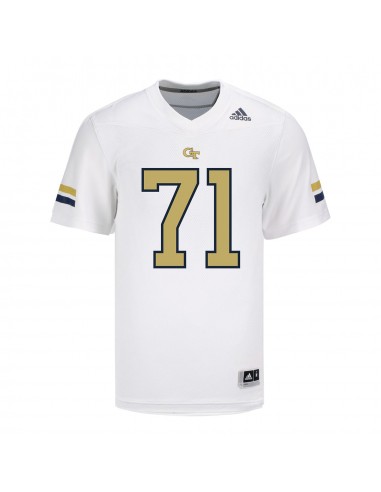 Georgia Tech Adidas Football Student Athlete 71 Jordan Brown White Football Jersey Comparez et commandez 