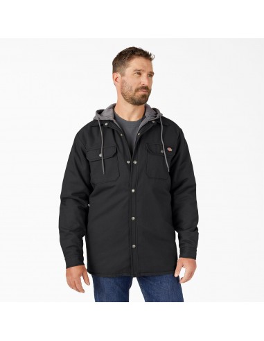 Water Repellent Duck Hooded Shirt Jacket, Black les ctes